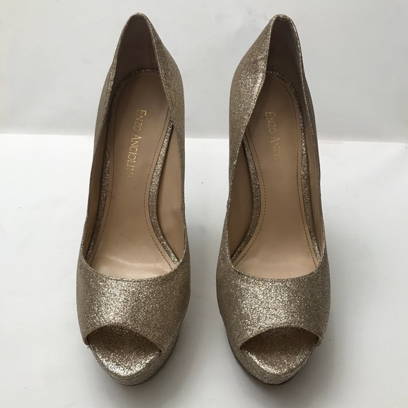 Enzo Angiolini Gold Glitter Sparkly Heels Sz 7 - Picture 2 of 8